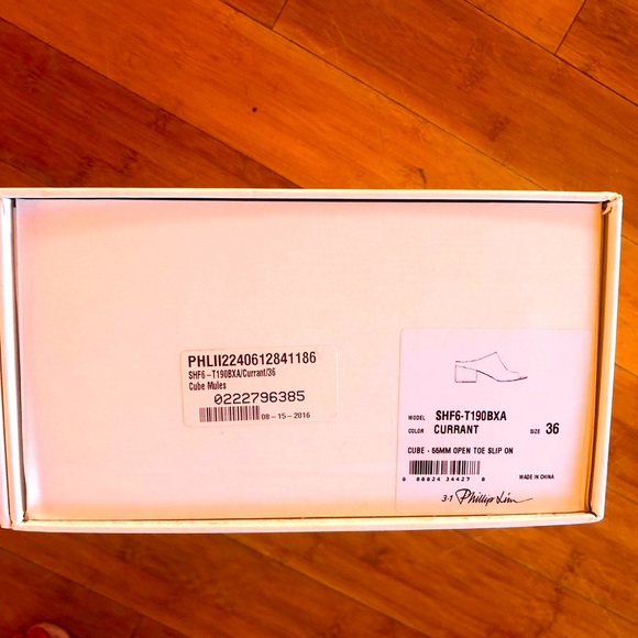 Philip Lim Cube 3.1 Open Toe Leather Burgundy  Chunky Block Heel Mules - Picture 13 of 13